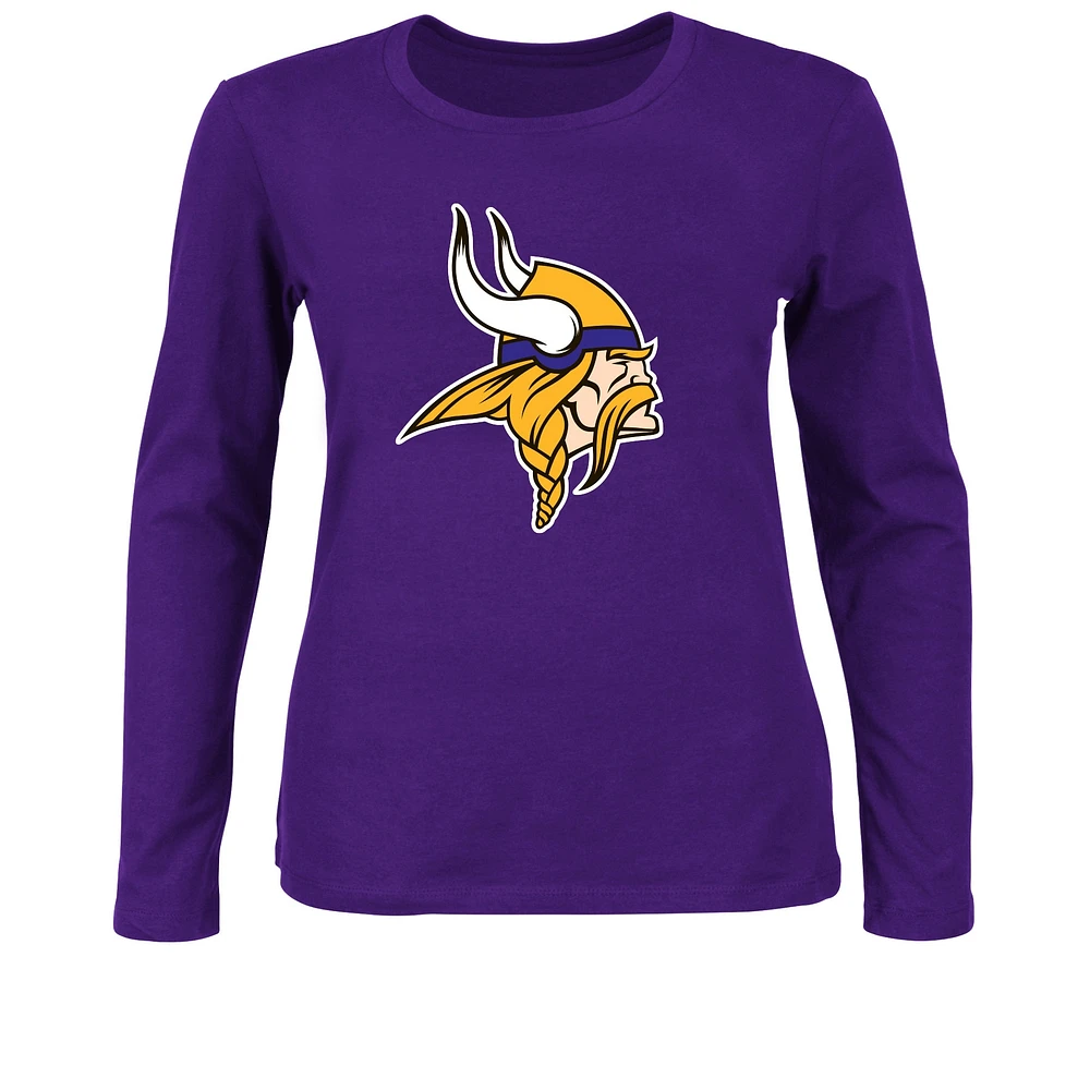 T-shirt à manches longues violet fanatiques pour femmes, grande taille, Minnesota Vikings