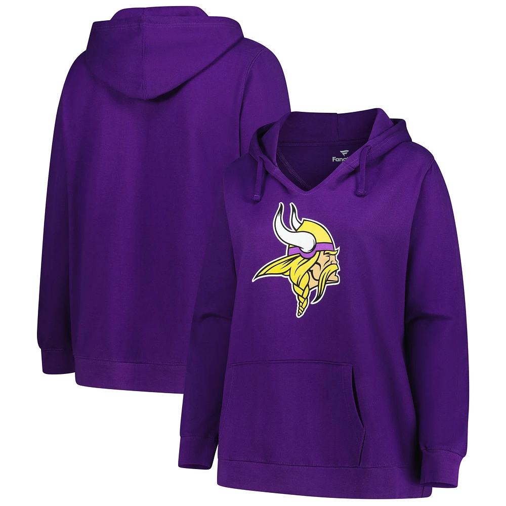 Sweat à capuche col en V violet fanatiques pour femmes, grande taille, Minnesota Vikings