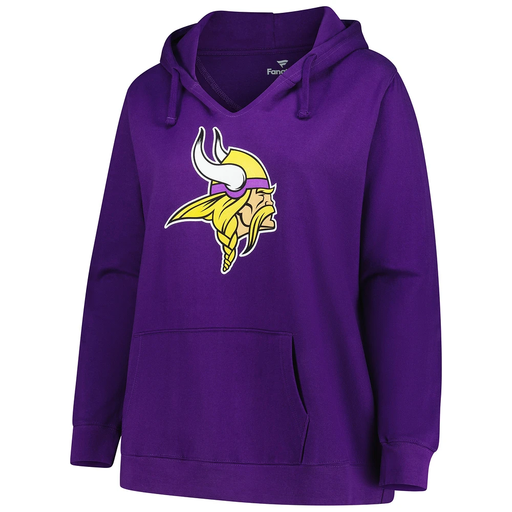 Sweat à capuche col en V violet fanatiques pour femmes, grande taille, Minnesota Vikings