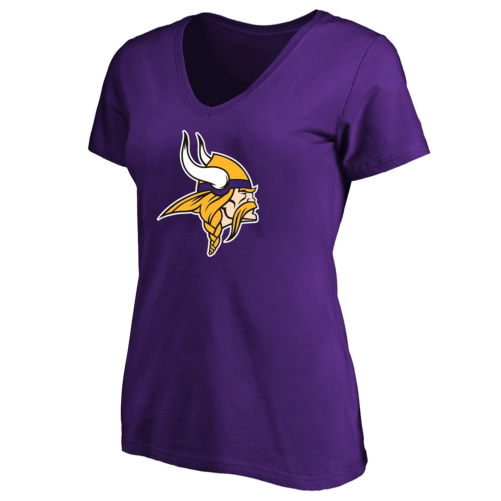 T-shirt col en V violet fanatiques pour femmes, grande taille, Minnesota Vikings