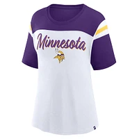 Haut court tendance blanc/violet pour femmes Fanatics Minnesota Vikings Cheer Chant