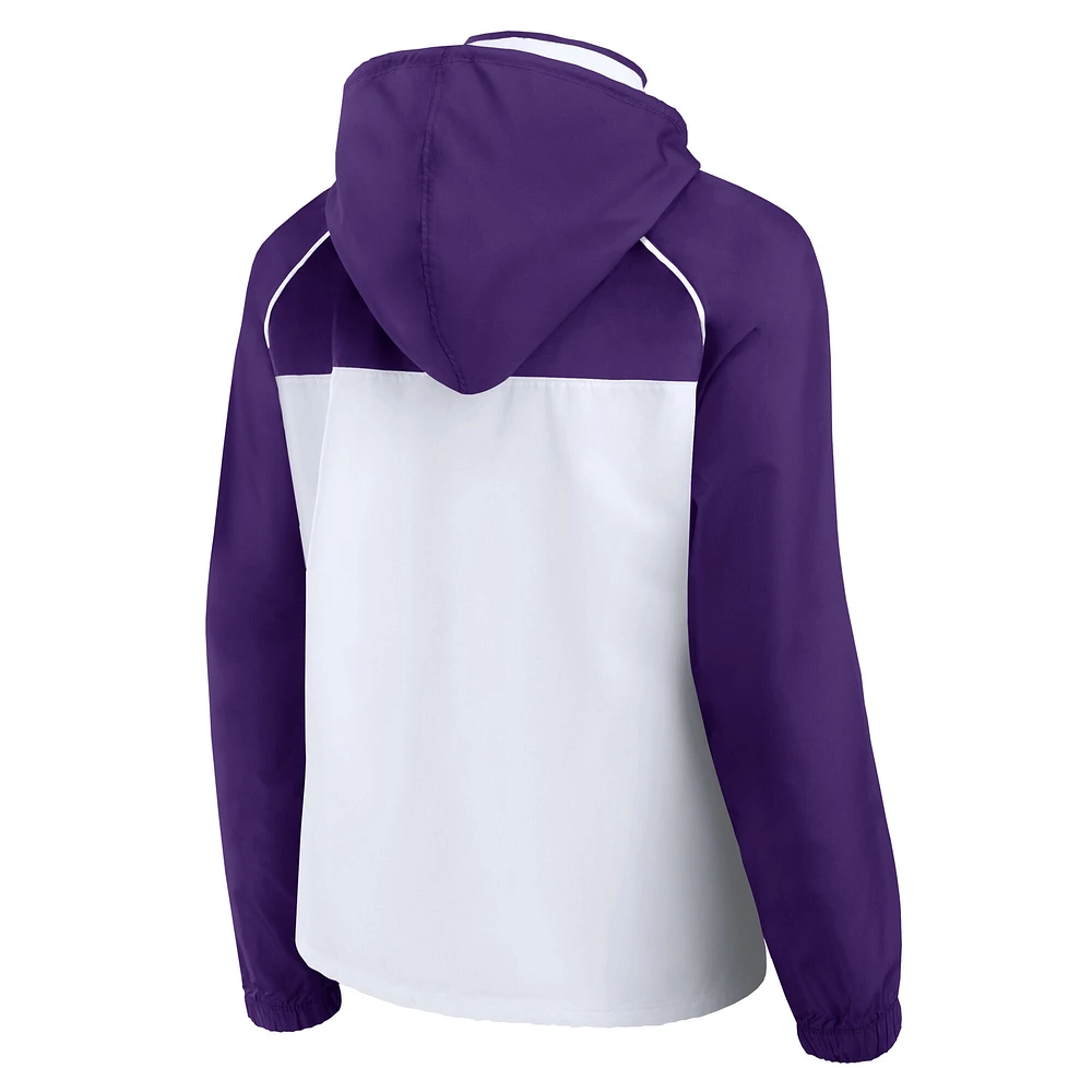 Veste à capuche anorak entièrement zippée Fanatics blanche pour femme des Minnesota Vikings