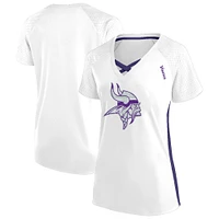 T-shirt à lacets et col en V paillettes pour femmes Fanatics blanc Minnesota Vikings grande taille