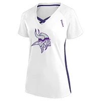 T-shirt à lacets et col en V paillettes pour femmes Fanatics blanc Minnesota Vikings grande taille