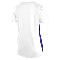 T-shirt à lacets et col en V paillettes pour femmes Fanatics blanc Minnesota Vikings grande taille