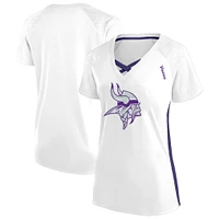 T-shirt à lacets et col en V paillettes pour femmes Fanatics blanc Minnesota Vikings grande taille
