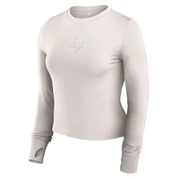 Women's Fanatics White Minnesota Vikings Studio Fitted Long Sleeve Gym Top