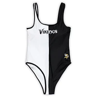 Women's G-III 4Her by Carl Banks Black/White Minnesota Vikings Last Stand One-Piece Swimsuit