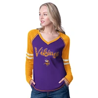 T-shirt à manches longues pour femme G-III 4Her de Carl Banks, violet/or, gagnant des Minnesota Vikings