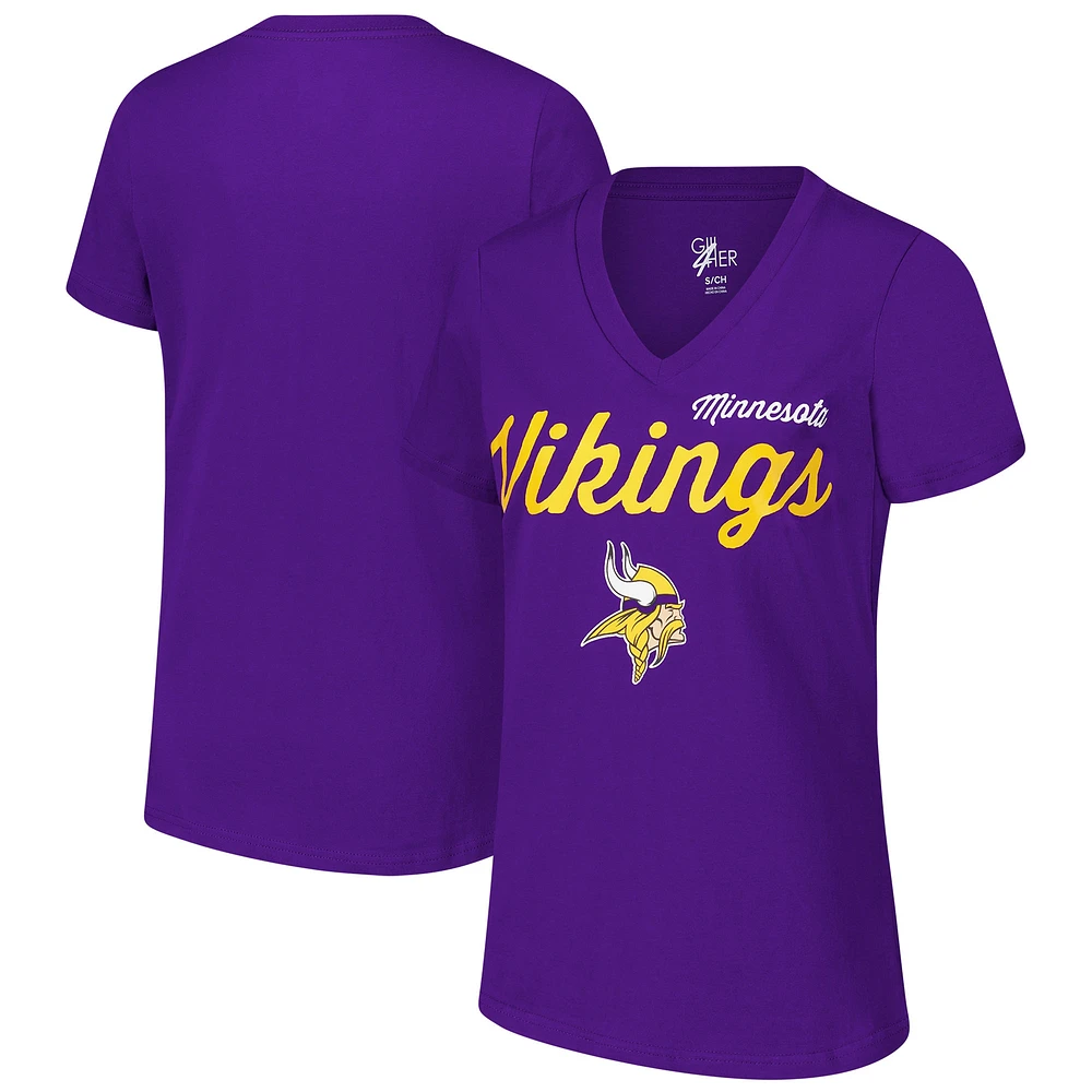 T-shirt à col en V d'après-saison G-III 4Her de Carl Banks pour femme, violet, des Minnesota Vikings