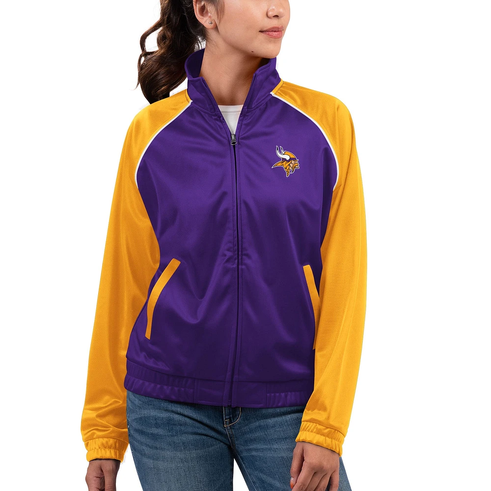 Veste de survêtement entièrement zippée Dolman pour femme G-III 4Her by Carl Banks Violet Minnesota Vikings Showup Fashion