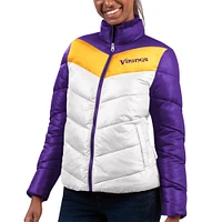 Veste matelassée entièrement zippée G-III 4Her par Carl Banks pour femmes, blanc/violet, Minnesota Vikings New Star