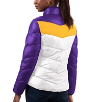 Veste matelassée entièrement zippée G-III 4Her par Carl Banks pour femmes, blanc/violet, Minnesota Vikings New Star