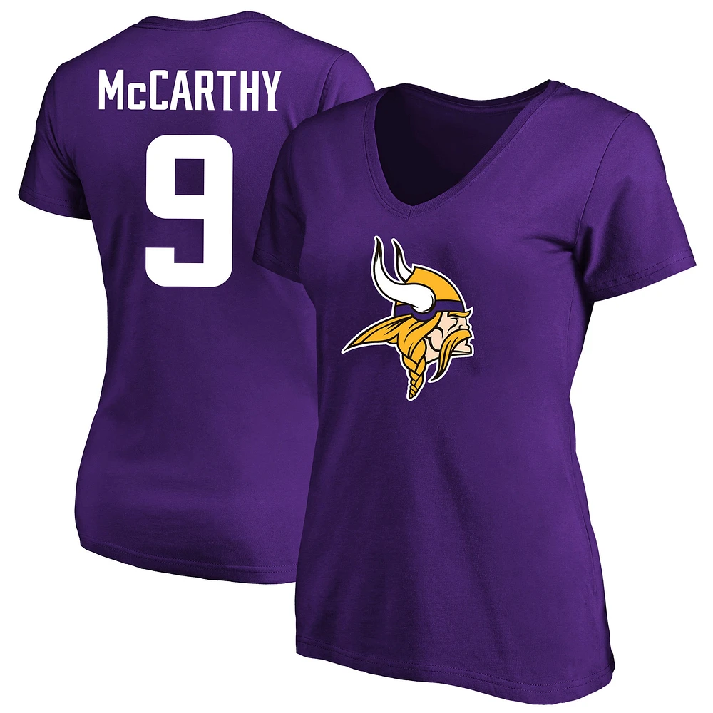 Women's J.J. McCarthy Purple Minnesota Vikings Plus Fair Catch Name & Number Scoop Neck T-Shirt