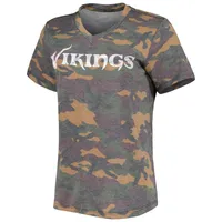 Women's Justin Jefferson Camo Minnesota Vikings Name & Number Tri-Blend V-Neck T-Shirt