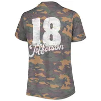 Women's Justin Jefferson Camo Minnesota Vikings Name & Number Tri-Blend V-Neck T-Shirt