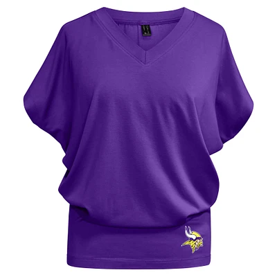 T-shirt blousy violet à col en V Kiya Tomlin pour femmes des Vikings du Minnesota