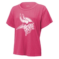 Women's Majestic Threads J.J. McCarthy Pink Minnesota Vikings Name & Number T-Shirt