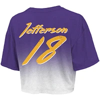 Women's Majestic Threads Justin Jefferson Purple/White Minnesota Vikings Dip-Dye Player Name & Number Crop Top