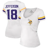 Women's Majestic Threads Justin Jefferson White Minnesota Vikings Name &  Number V-Neck T-Shirt