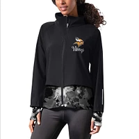 Women's MSX by Michael Strahan Black Minnesota Vikings Grace Raglan Full-Zip Running Jacket