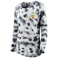 Women's New Era Black Minnesota Vikings Tie-Dye Long Sleeve T-Shirt