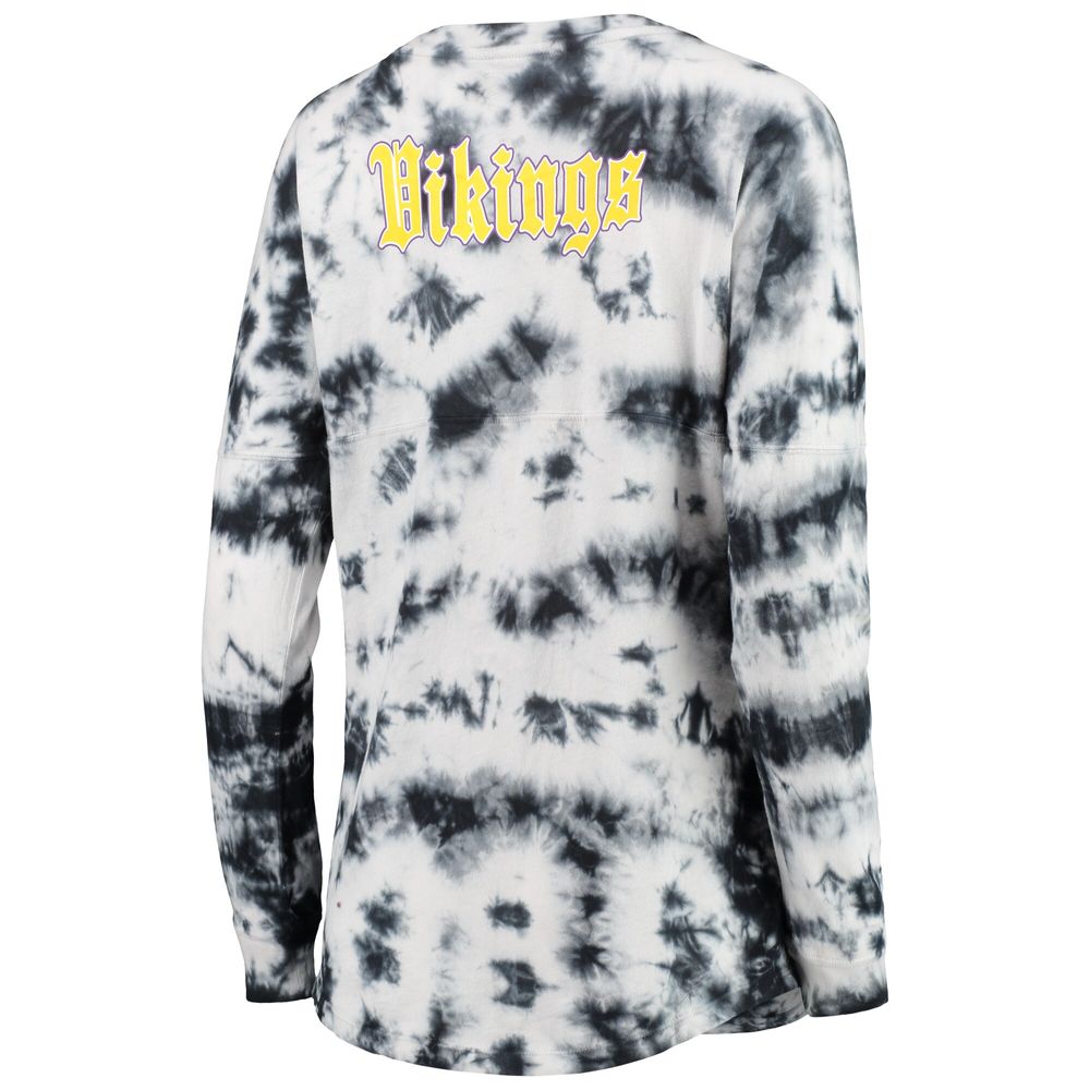 Women's New Era Black Minnesota Vikings Tie-Dye Long Sleeve T-Shirt