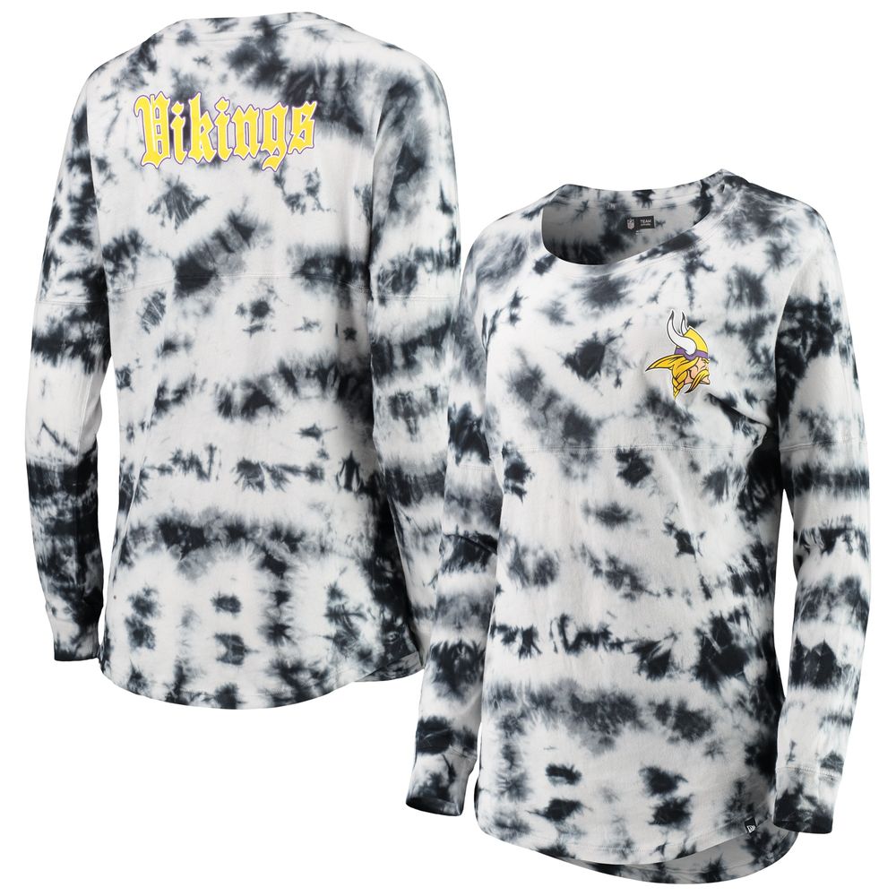 Women's New Era Black Minnesota Vikings Tie-Dye Long Sleeve T-Shirt