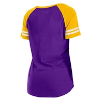 T-shirt raglan léger à lacets pour femme Minnesota Vikings New Era violet/doré