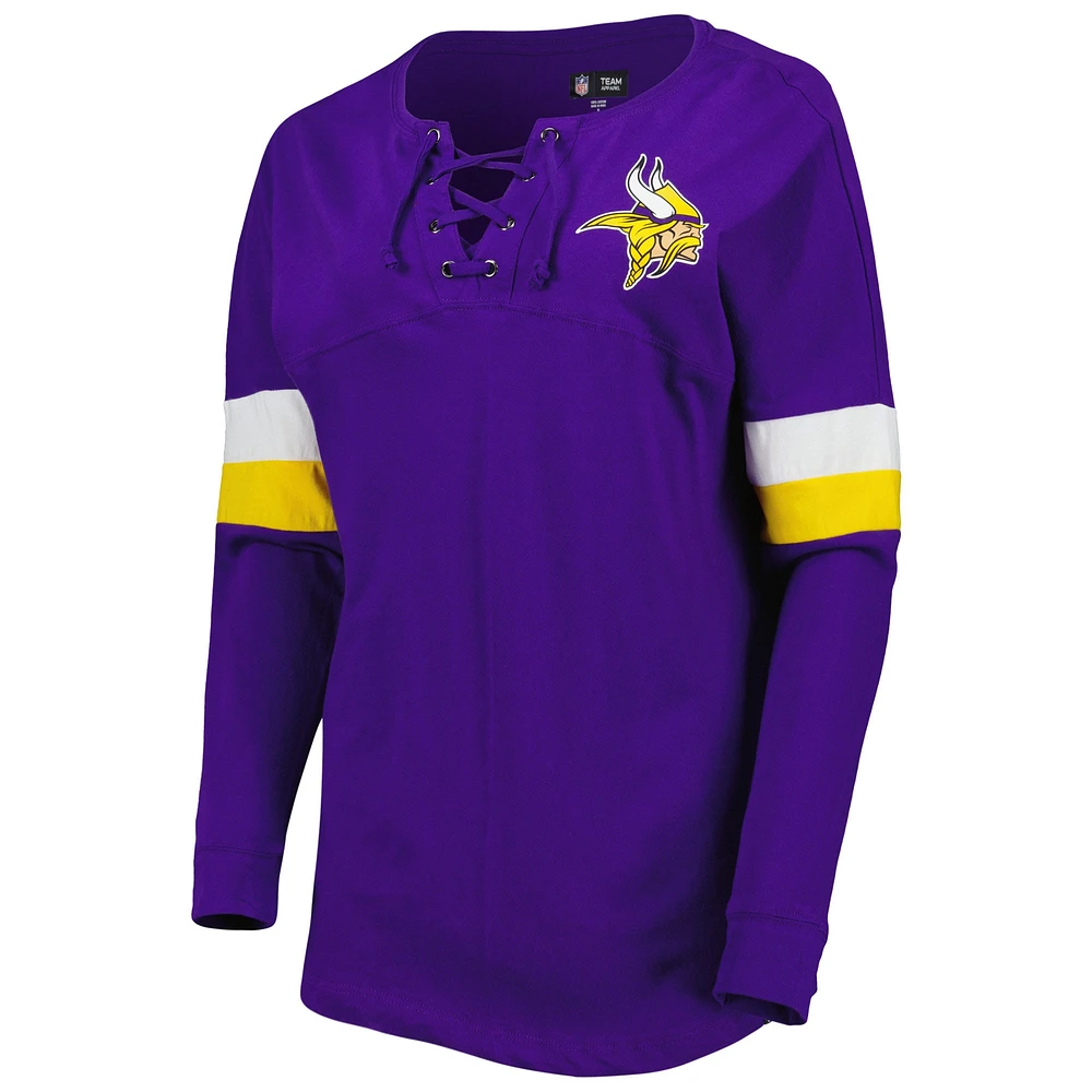 Women's New Era  Purple Minnesota Vikings Athletic Varsity Lightweight Lace-Up Long Sleeve T-Shirt