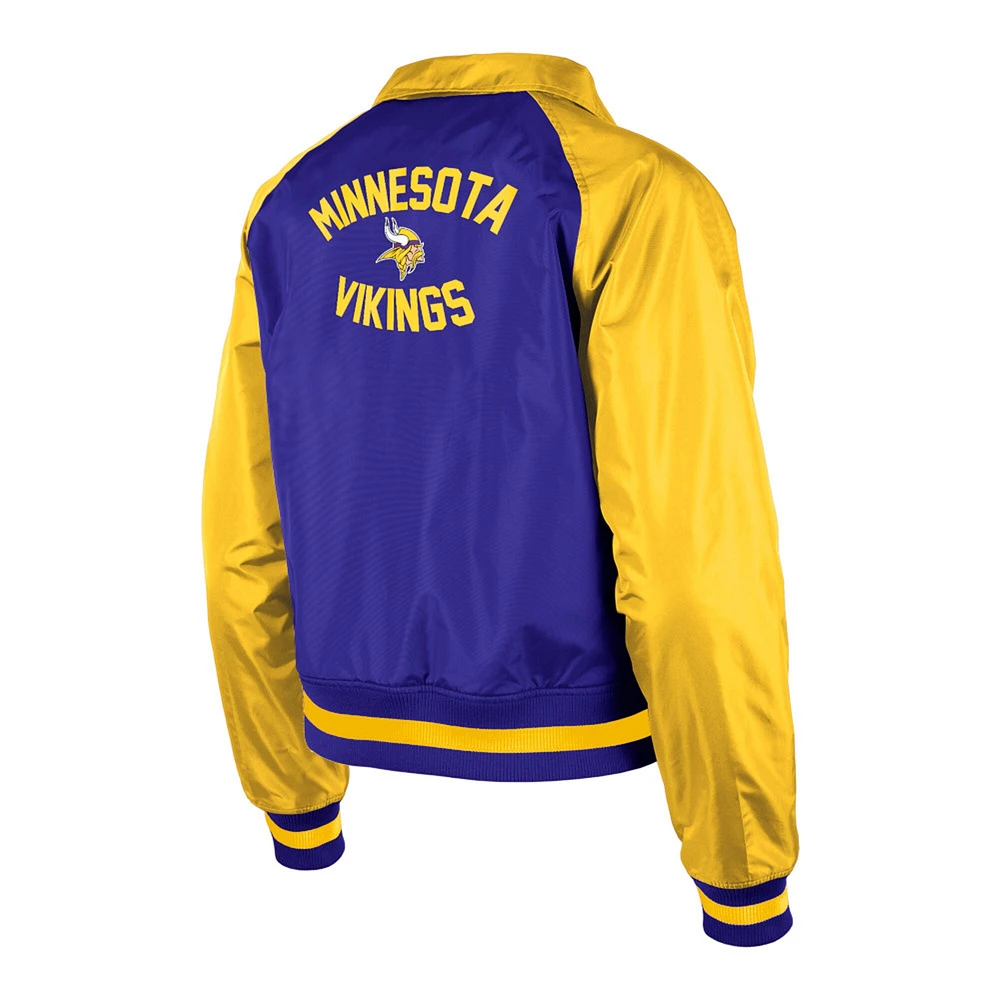 Veste raglan à boutons-pression pour femme des Minnesota Vikings New Era, violette