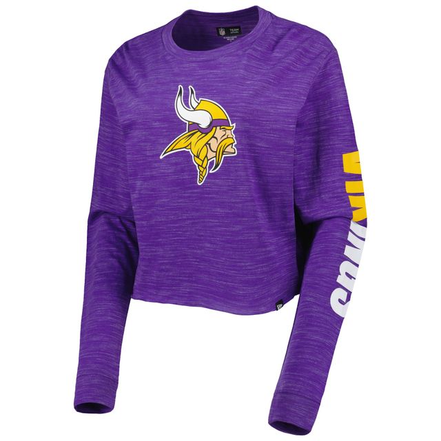 T-shirt court à manches longues violet Minnesota Vikings New Era pour femme