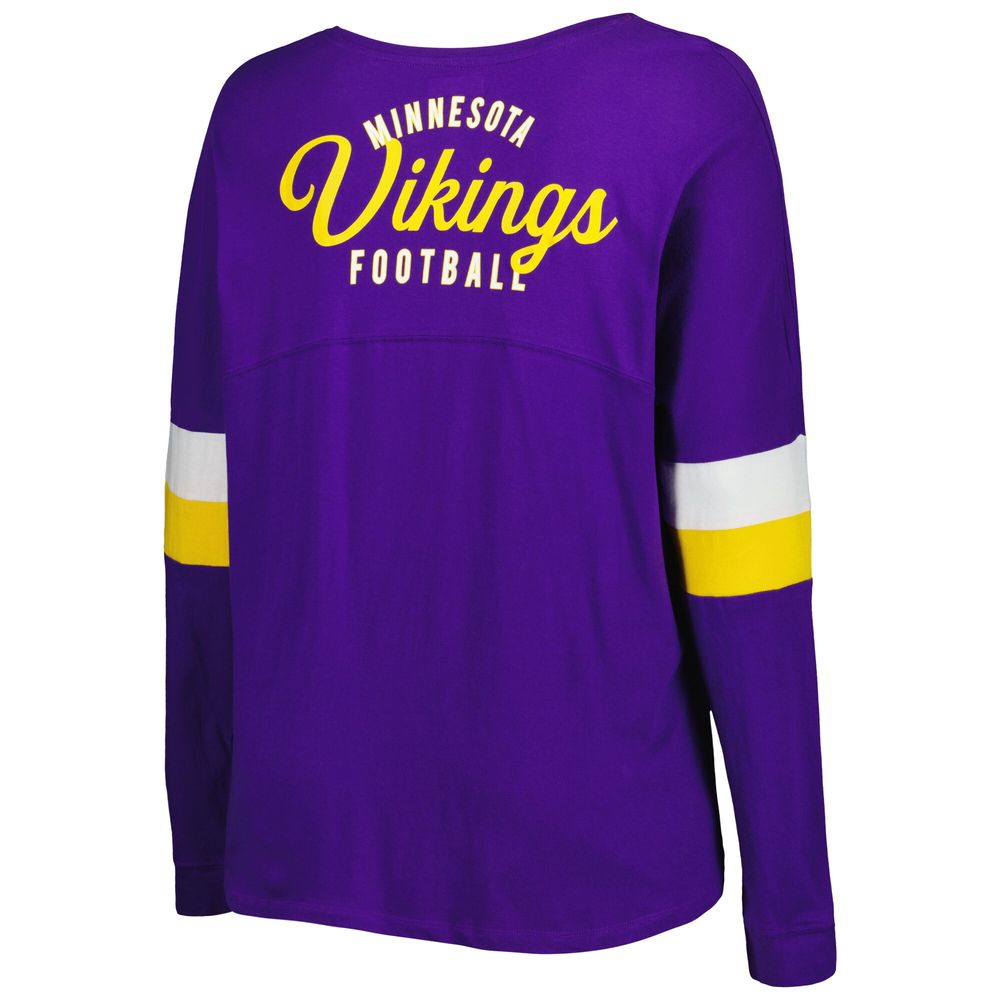 Women's New Era Purple Minnesota Vikings Plus Athletic Varsity Lace-Up V-Neck Long Sleeve T-Shirt