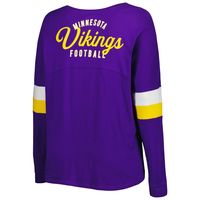 Women's New Era Purple Minnesota Vikings Plus Athletic Varsity Lace-Up V-Neck Long Sleeve T-Shirt