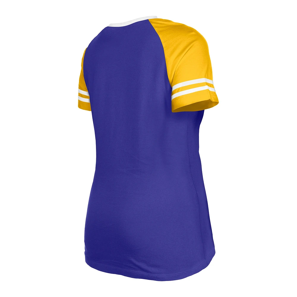 T-shirt à lacets raglan violet Minnesota Vikings New Era pour femme