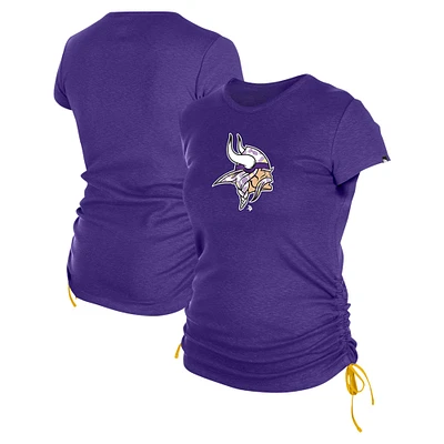 T-shirt violet froncé sur le côté des Vikings du Minnesota New Era pour femme