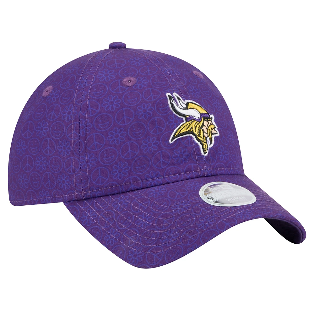 Casquette réglable jaune Minnesota Vikings Smiley 9TWENTY New Era pour femme