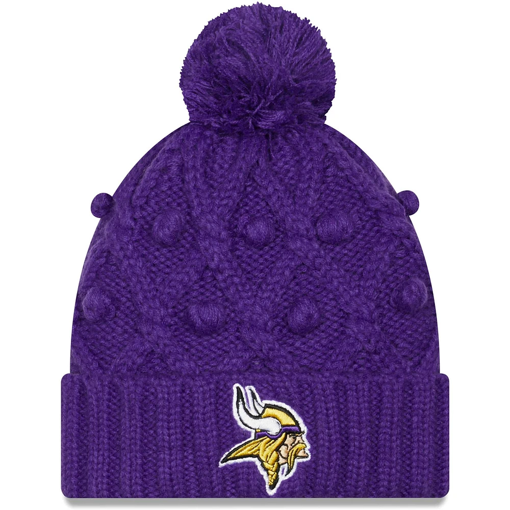 Bonnet en tricot à pompons Toasty pour femme des Minnesota Vikings violet New Era - Bonnet