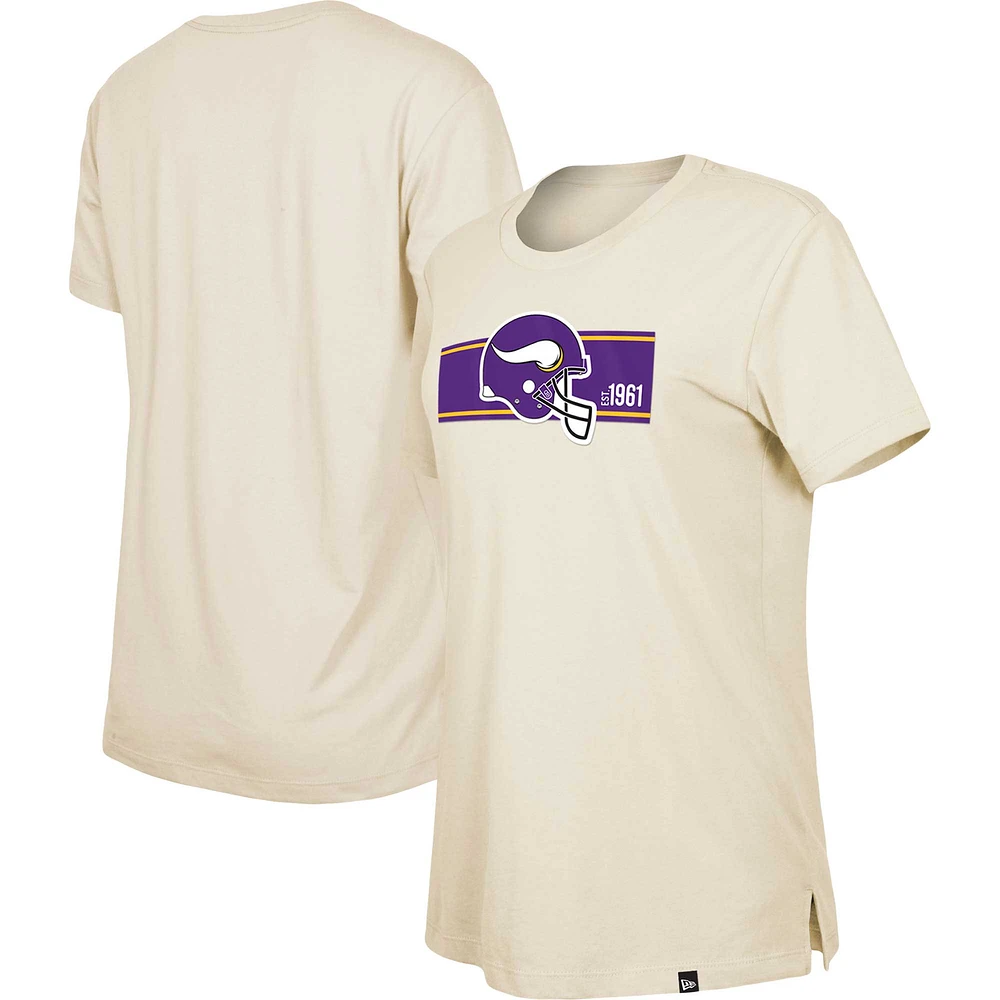 Women's New Era  Tan Minnesota Vikings Third Down Historic T-Shirt