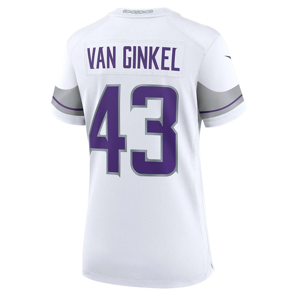 Maillot de match alternatif Nike Andrew Van Ginkel blanc des Minnesota Vikings pour femme