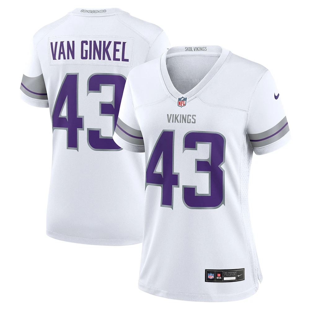 Maillot de match alternatif Nike Andrew Van Ginkel blanc des Minnesota Vikings pour femme