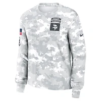 Women's Nike Arctic Camo Minnesota Vikings 2024 Salute To Service Long Sleeve T-Shirt