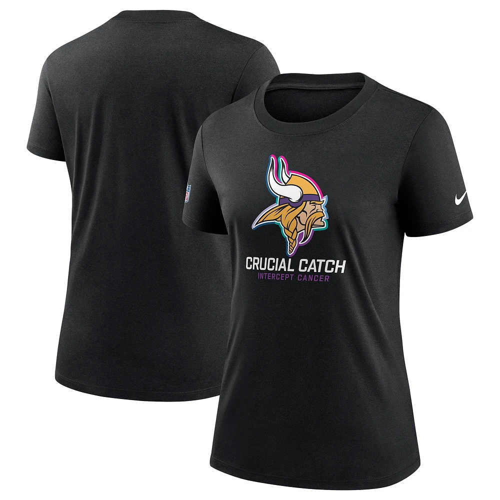 T-shirt Nike noir pour femme Minnesota Vikings NFL Crucial Catch Tri-Blend 2024