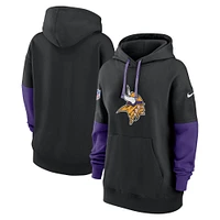 Women's Nike Black Minnesota Vikings 2024 Sideline Essential Fleece Pullover Hoodie