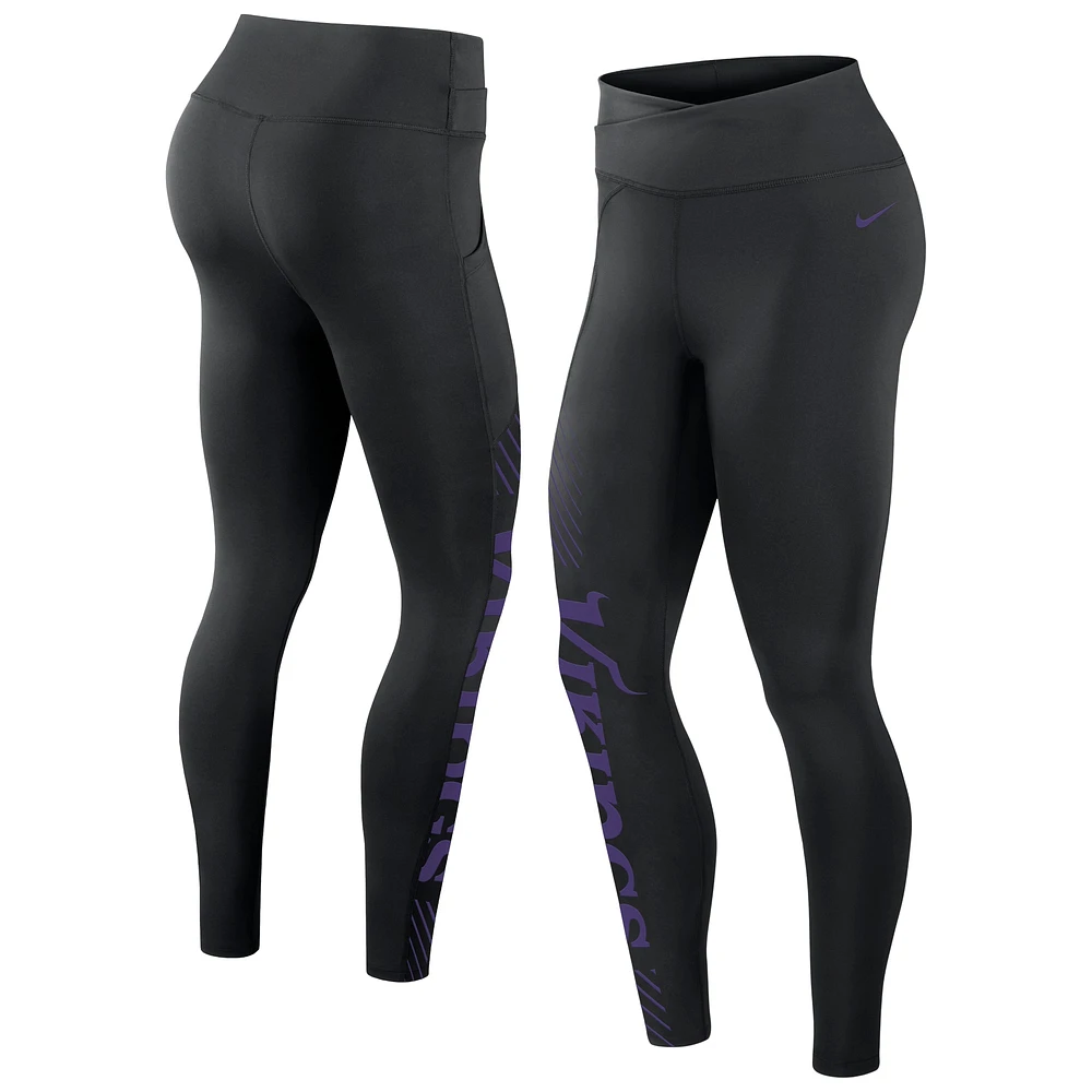 Legging Nike Minnesota Vikings Primetime Yard Line noir pour femme