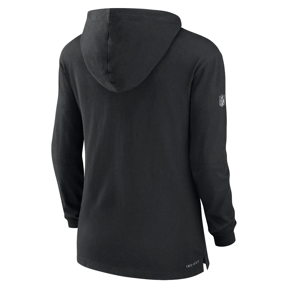 Women's Nike Black Minnesota Vikings Sideline Performance Long Sleeve Hoodie T-Shirt