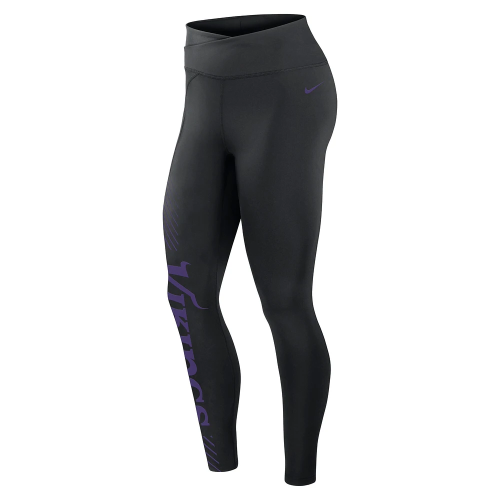 Legging croisé Nike Minnesota Vikings Yard Line pour femme, noir