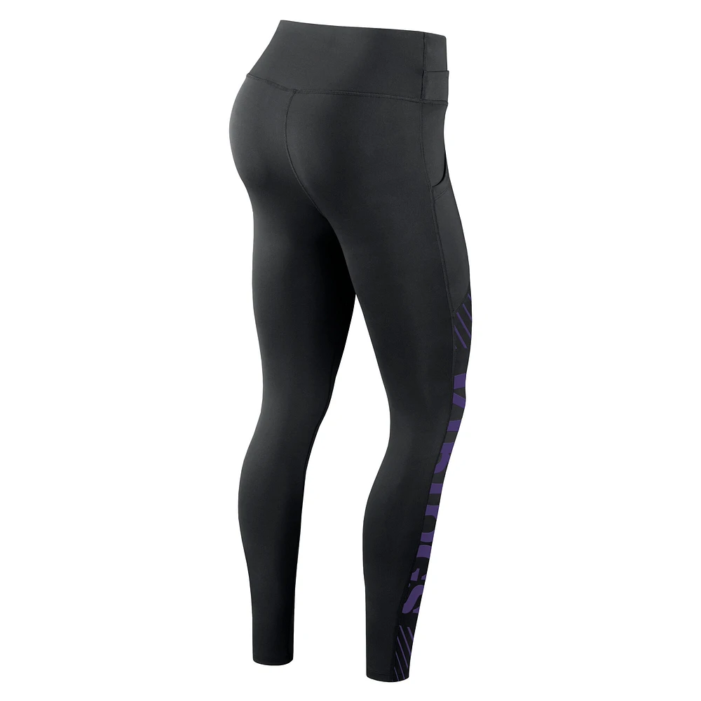 Legging croisé Nike Minnesota Vikings Yard Line pour femme, noir