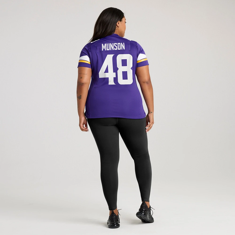 Maillot de match violet Nike Calvin Munson des Minnesota Vikings pour femme