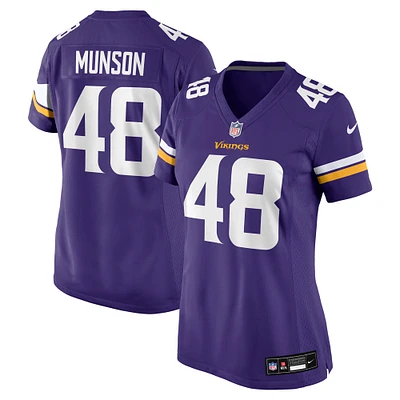 Maillot de match violet Nike Calvin Munson des Minnesota Vikings pour femme